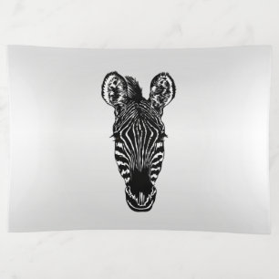 Zebra Head on Silver Trinket Tray