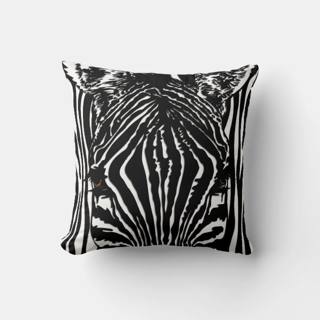 Zebra Head Throw Pillow (Front)