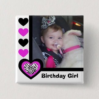 Zebra Heart: Birthday Girl: Picture Button
