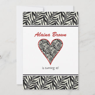 Zebra Heart Party Invitations