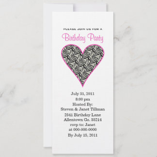 Zebra Heart Party Invitations