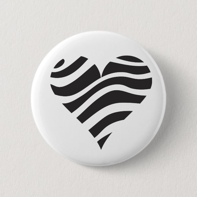 Zebra Heart Pinback Button (Front)