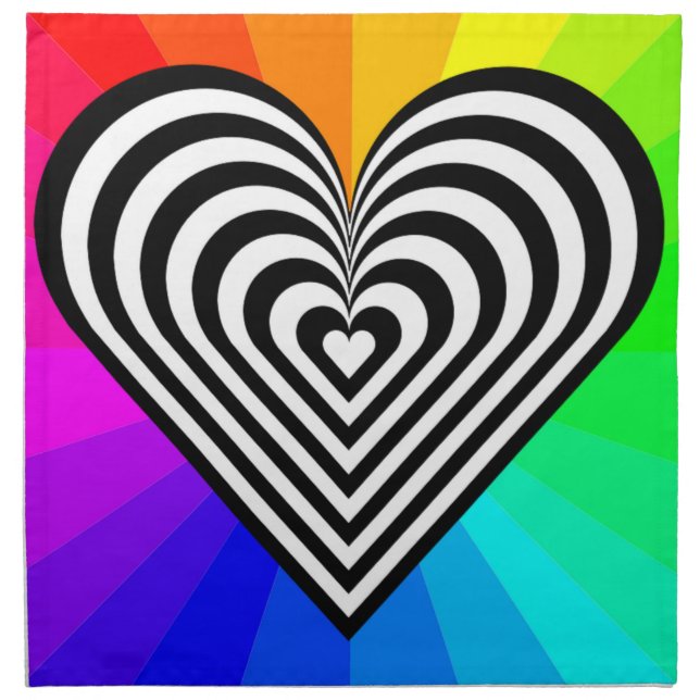 ZEBRA HEART RAINBOW PATTERN CLOTH NAPKIN (Front)
