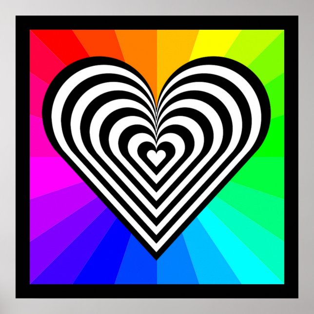 ZEBRA HEART RAINBOW PATTERN POSTER (Front)