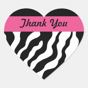 Zebra Heart Thank You Stickers