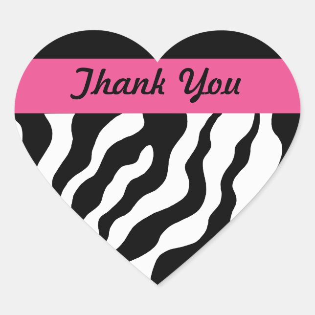Zebra Heart Thank You Stickers (Front)
