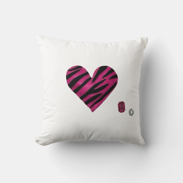 Zebra-heart Throw Pillow (Front)