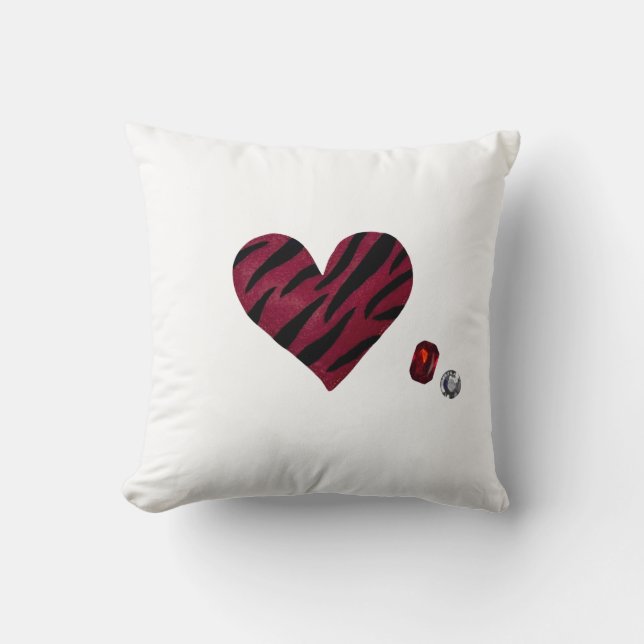 Zebra-heart Throw Pillow (Front)