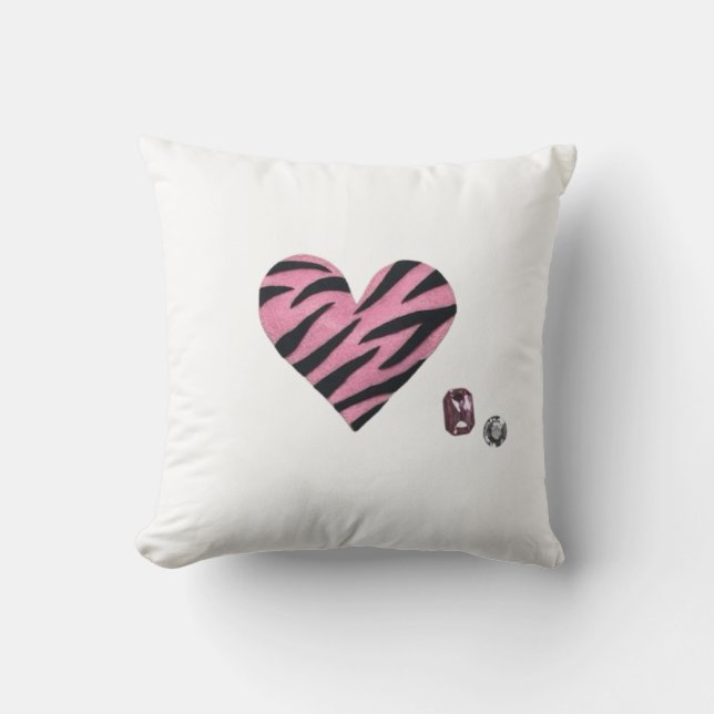 Zebra Heart Throw Pillow (Front)