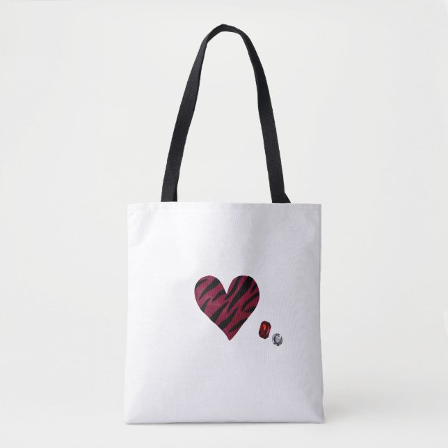 Zebra-heart Tote Bag (Front)