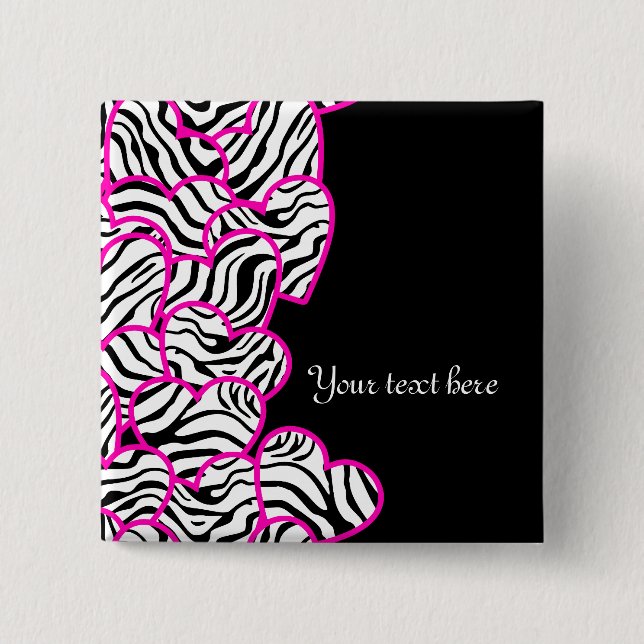 Zebra hearts Button (Front)