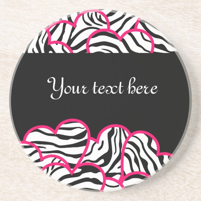 Zebra hearts Coaster (Front)