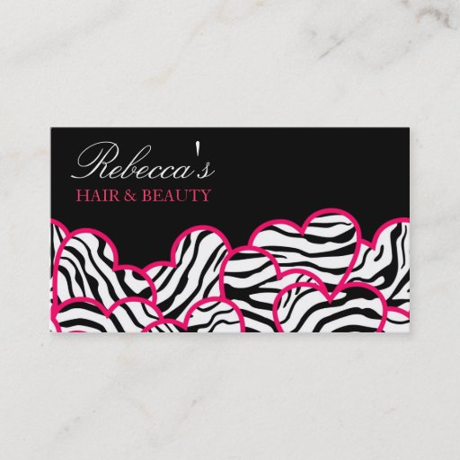 Customizable Zebra Hearts Design Business Card
