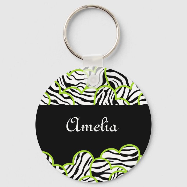 Zebra hearts Keychain (Front)