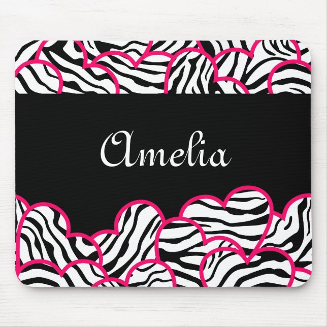 Zebra hearts mousepad (Front)