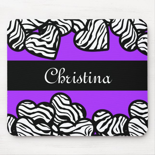 Zebra hearts mousepad (Front)