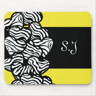 Zebra hearts mousepad
