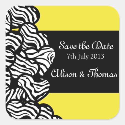 Zebra hearts Save the date sticker