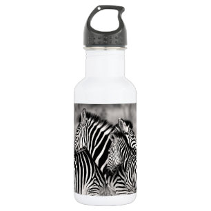 Zebra Herd Nature Safari Black and White Stripes Stainless Steel Water Bottle
