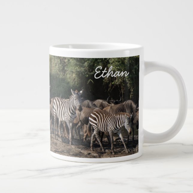 Zebra Herd Personalize Name Seriously  Giant Coffee Mug (Right)