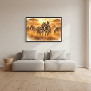 Zebra Herd — Rooted Unity Canvas Print