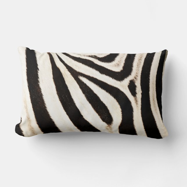 Zebra Hide, Faux Fur, Wide Stripe Lumbar Pillow (Front)