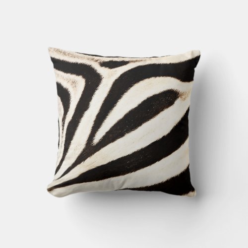Zebra Hide Faux Fur Wide Stripe Throw Pillow