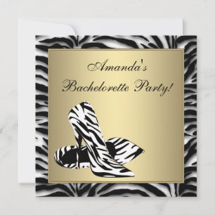 Zebra High Heels Bachelorette Party Invitation