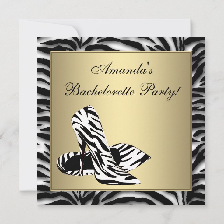 Zebra High Heels Bachelorette Party Invitation | Zazzle
