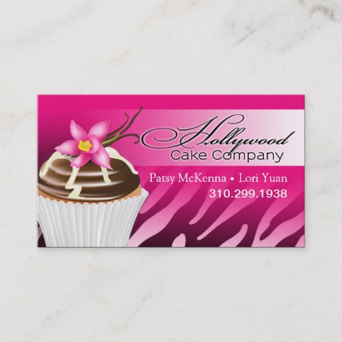 Zebra Hollywood Cupcakes _ ombre fuschia Business Card