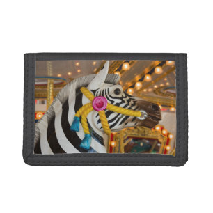 Zebra Horse Merry-Go-Round Carousel Ride Photo Tri-fold Wallet