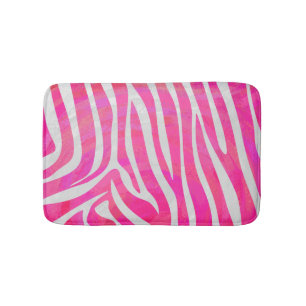 Zebra Hot Pink and White Print Bath Mat