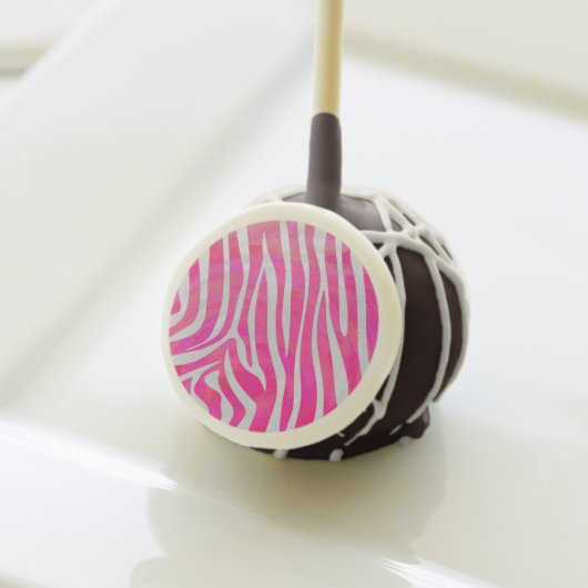 Zebra Hot Pink and White Print Cake Pops (Front Insitu)