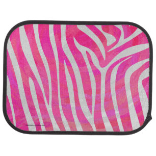 Zebra Hot Pink and White Print Car Floor Mat