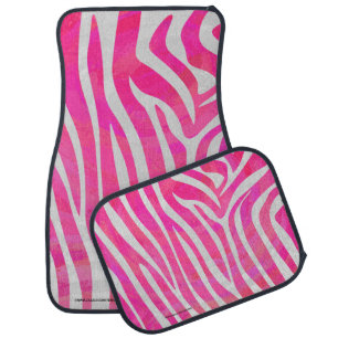 Zebra Hot Pink and White Print Car Floor Mat