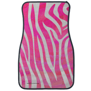 Zebra Hot Pink and White Print Car Mat