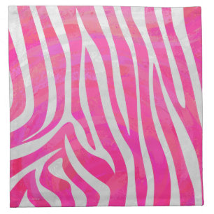 Zebra Hot Pink and White Print Cloth Napkin