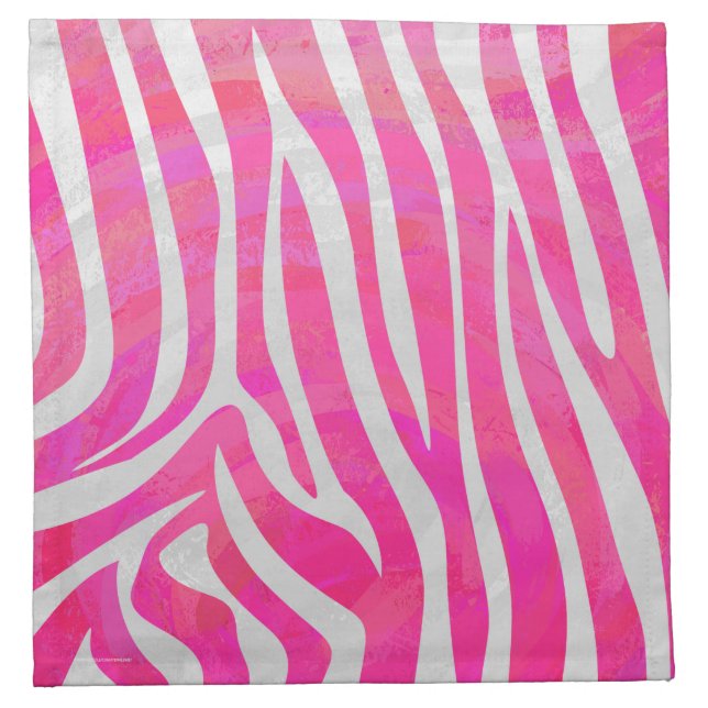 Zebra Hot Pink and White Print Cloth Napkin (Front)