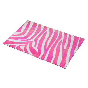 Zebra Hot Pink and White Print Cloth Placemat