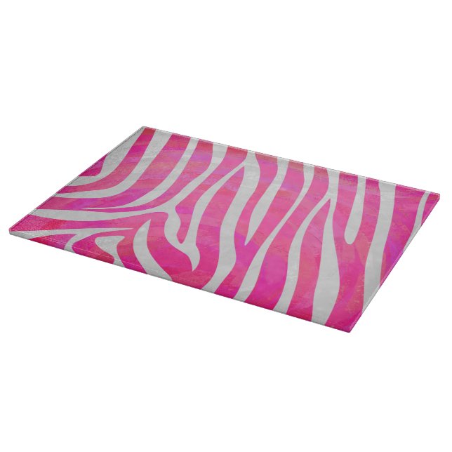 Zebra Hot Pink and White Print Cutting Board (Corner)