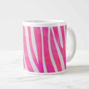 Zebra Hot Pink and White Print Giant Coffee Mug