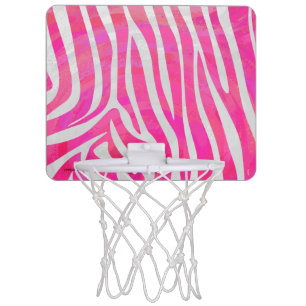 Zebra Hot Pink and White Print Mini Basketball Hoop