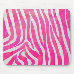 Zebra Hot Pink and White Print Mouse Pad