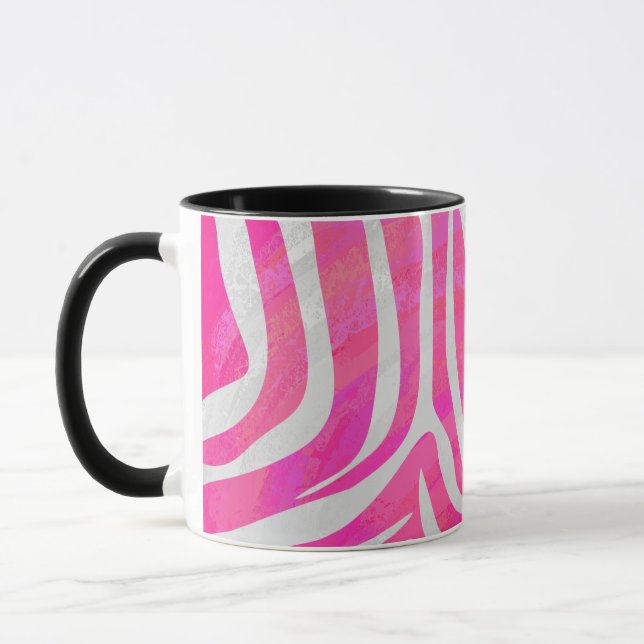 Zebra Hot Pink and White Print Mug (Left)