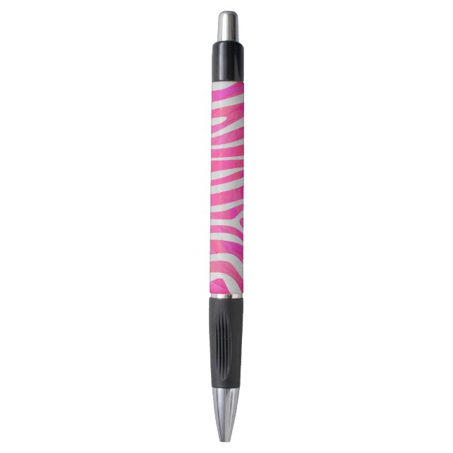 Zebra Hot Pink and White Print Pen (Front Vertical)