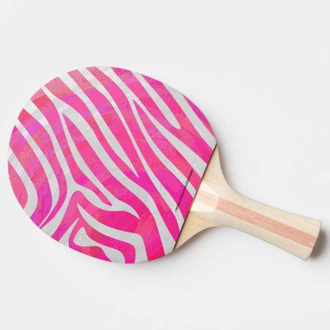 Zebra Hot Pink and White Print Ping-Pong Paddle (Side)