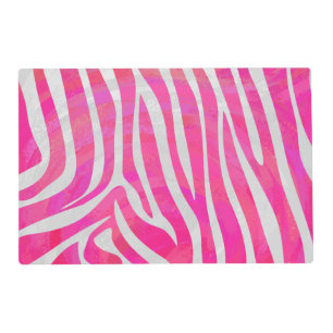 Zebra Hot Pink and White Print Placemat