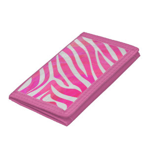 Zebra Hot Pink and White Print Tri-fold Wallet
