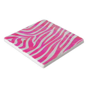 Zebra Hot Pink and White Print Trivet