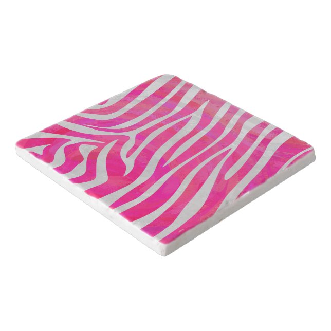 Zebra Hot Pink and White Print Trivet (Corner)